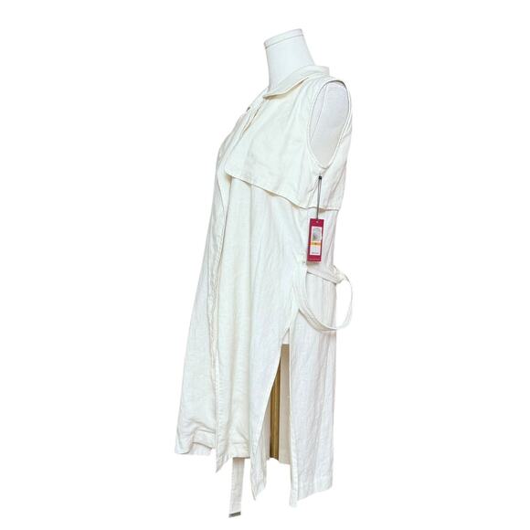 VINCE CAMUTO NEW 100% Linen Wrap Belted Jacket Vest Coat Size PS Sleeveless - Picture 7 of 10